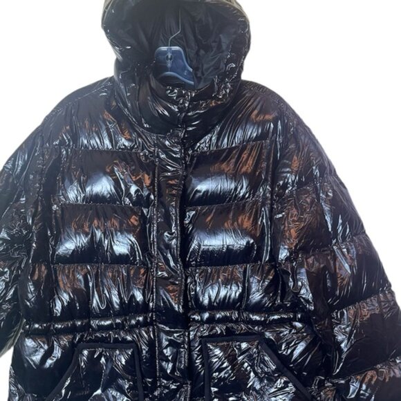 Gap NEW Shiny Puffer Jacket Hood Oversized Pockets Synthetic Cozy Parka Warm L - Picture 11 of 16
